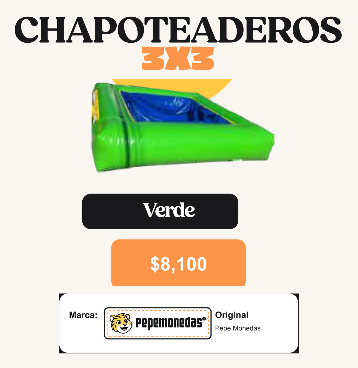 Chapoteadero 3 x 3 - Verde - Pepe Monedas