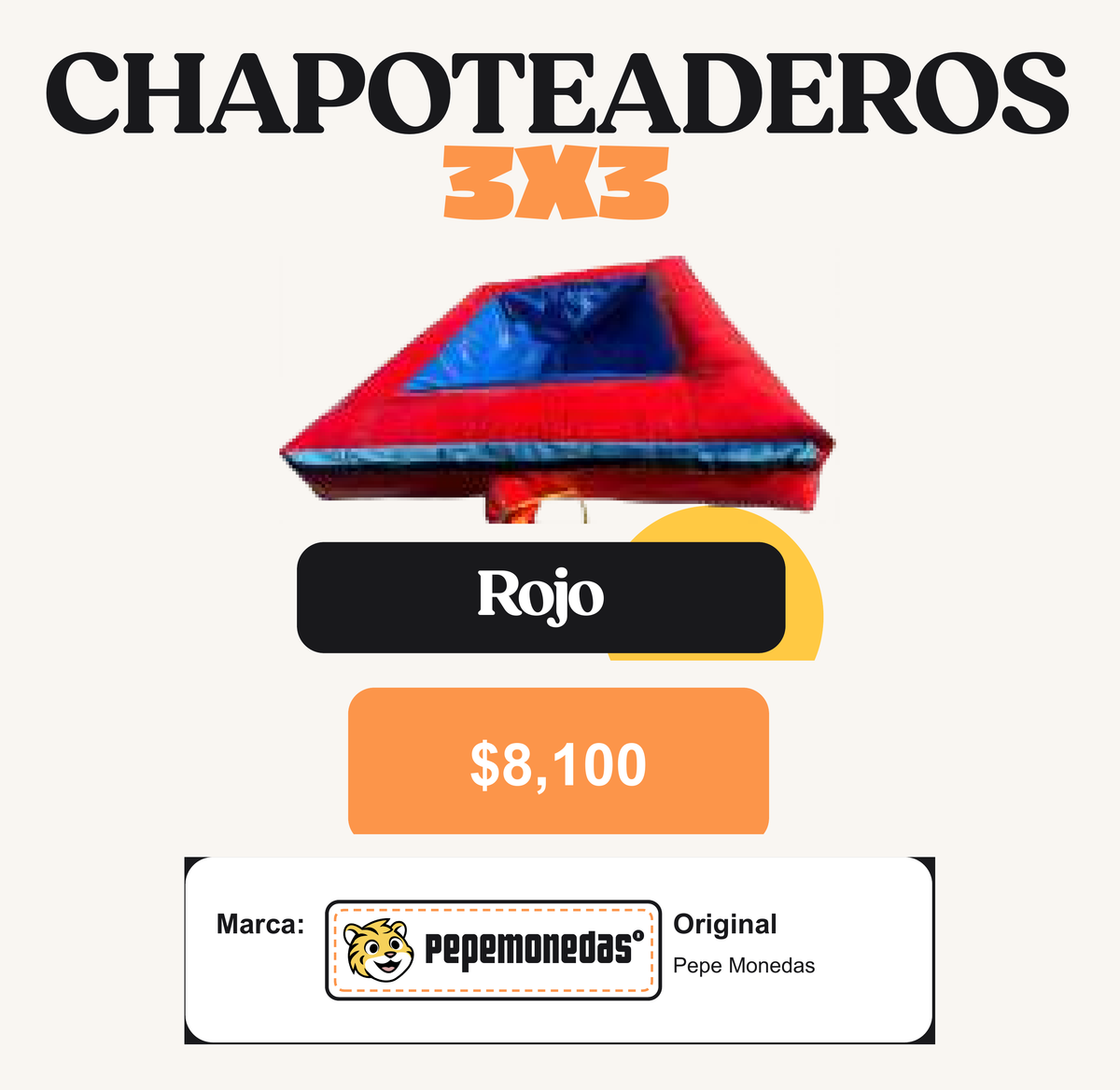 Chapoteadero 3 x 3 - Rojo - Pepe Monedas