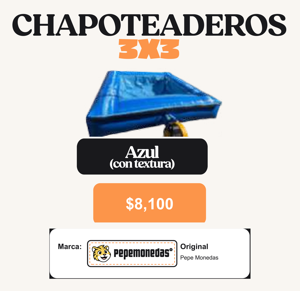 Chapoteadero 3 x 3 - Azul (con textura) - Pepe Monedas