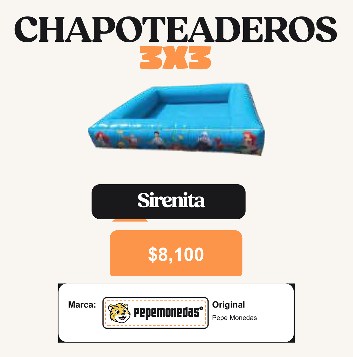 Chapoteadero 3 x 3 - Sirenita - Pepe Monedas