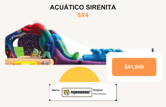 Acuático Sirenita 8 x 4 - Pepe Monedas