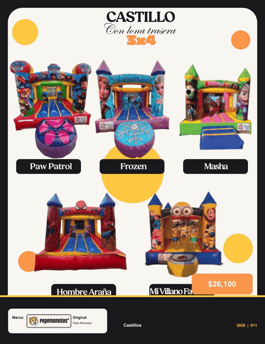Castillo Inflable con Lona Trasera 3 x 4 m - Pepe Monedas