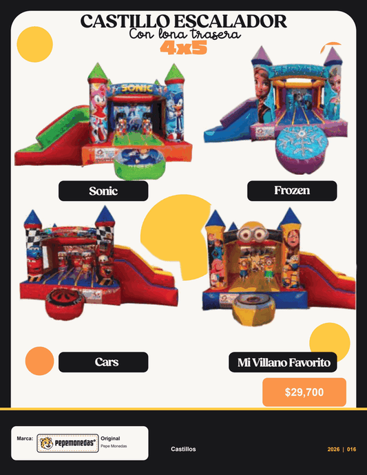Castillo Inflable Escalador con Lona Trasera 4 x 5 m - Pepe Monedas