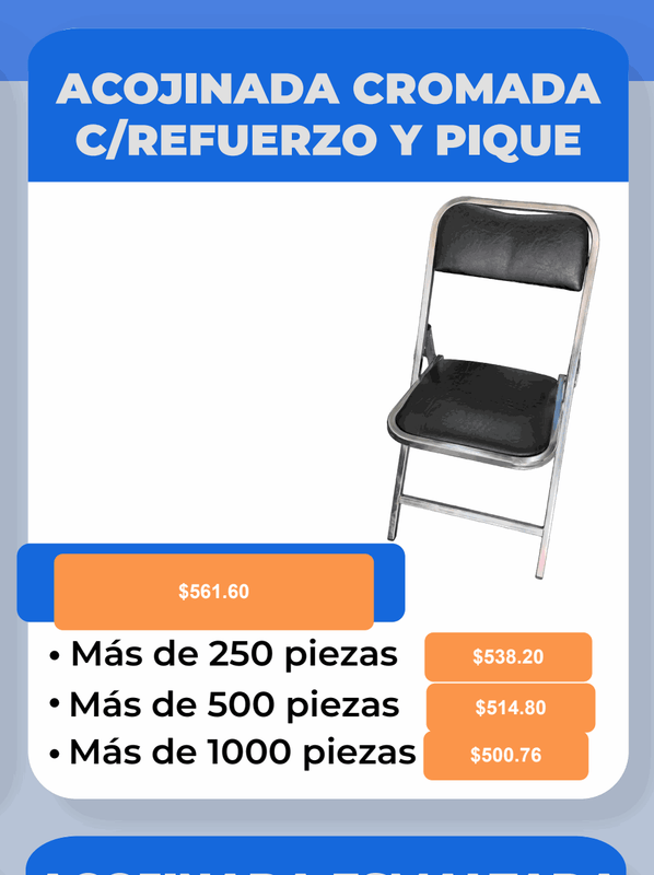 Silla Plegable Infantil Cromada Acojinada Varios Colores - Pepe Monedas