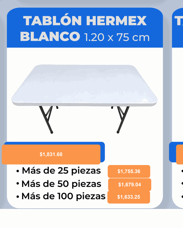 Tablón Hermex Blanco 1.20 x 75 cm - Pepe Monedas