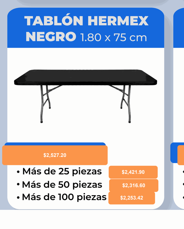Tablón Hermex Negro 1.80 x 75 cm - Pepe Monedas