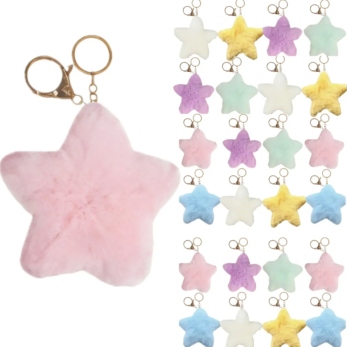 Llavero de estrella y pompón · Paquete de 100 piezas