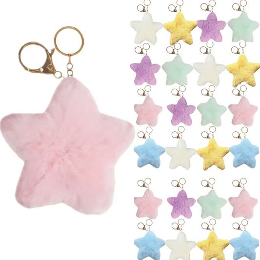 Llavero de estrella y pompón · Paquete de 100 piezas