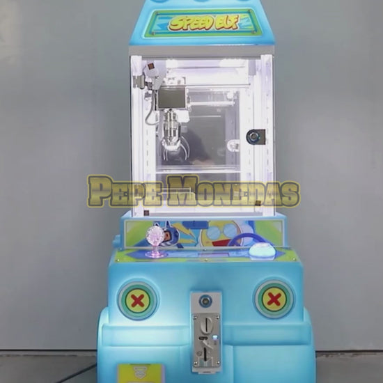 Máquina Speed Elf azul: vistas del gabinete y funcionamiento.