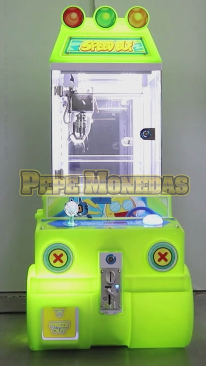 Máquina Speed Elf verde: vistas del gabinete y funcionamiento.