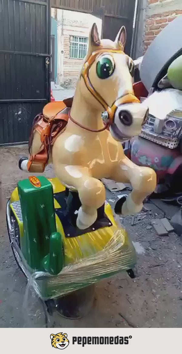 Montable "Caballo Ojotes": demostración de funcionamiento. Pepe Monedas.